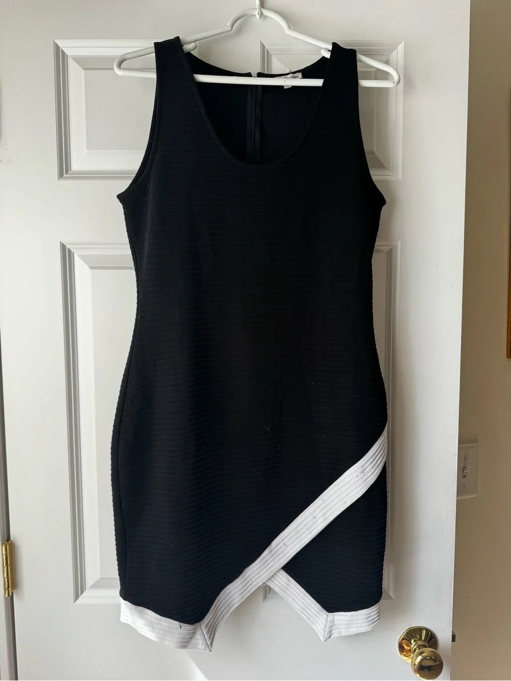 Charlotte Russe Black dress with White Asymmetrical Trim